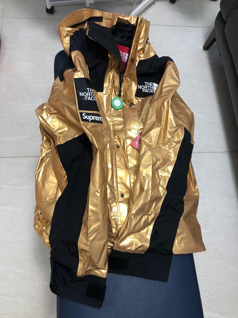 supreme the north face metallic mountain parka gold