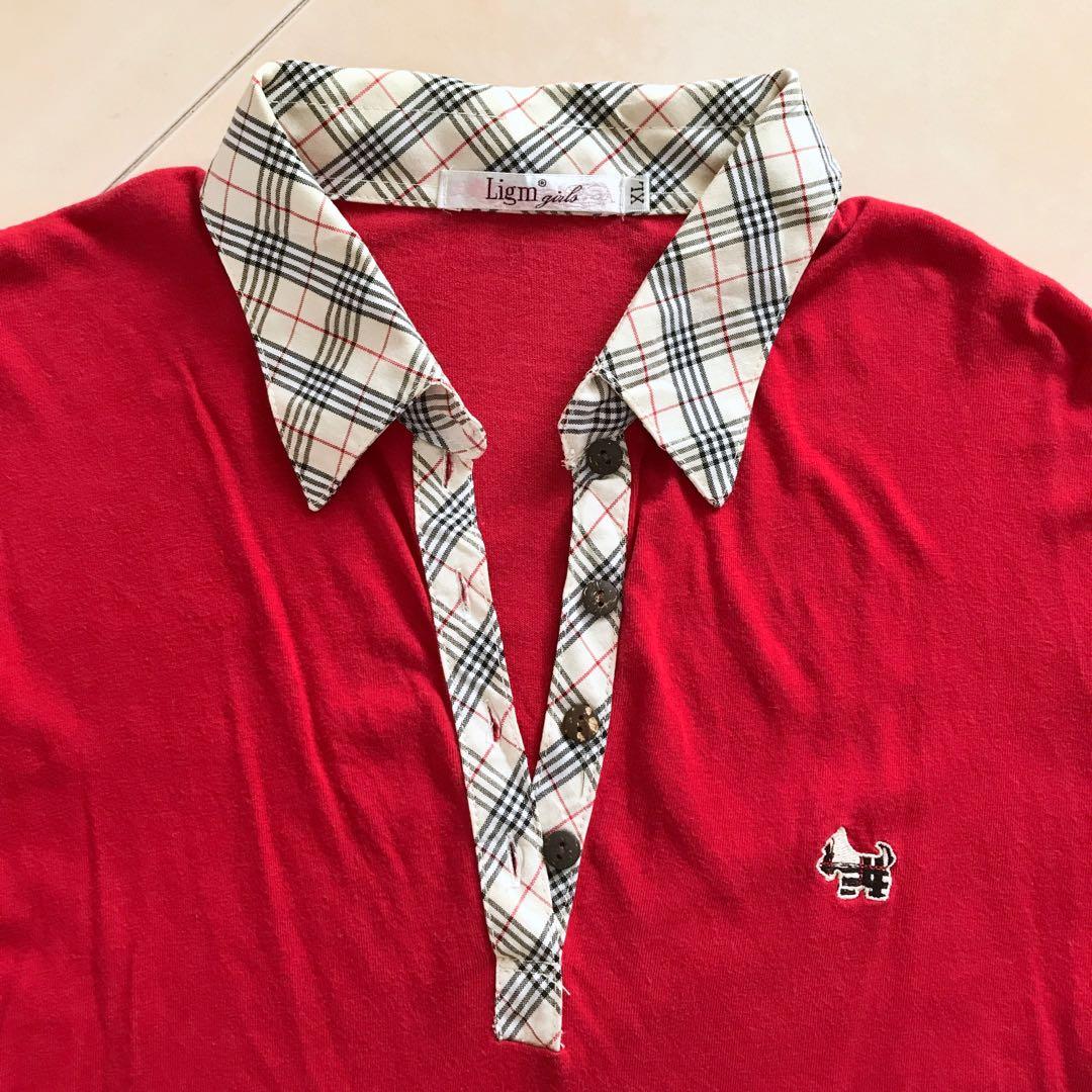 Red burberry hot sale long sleeve