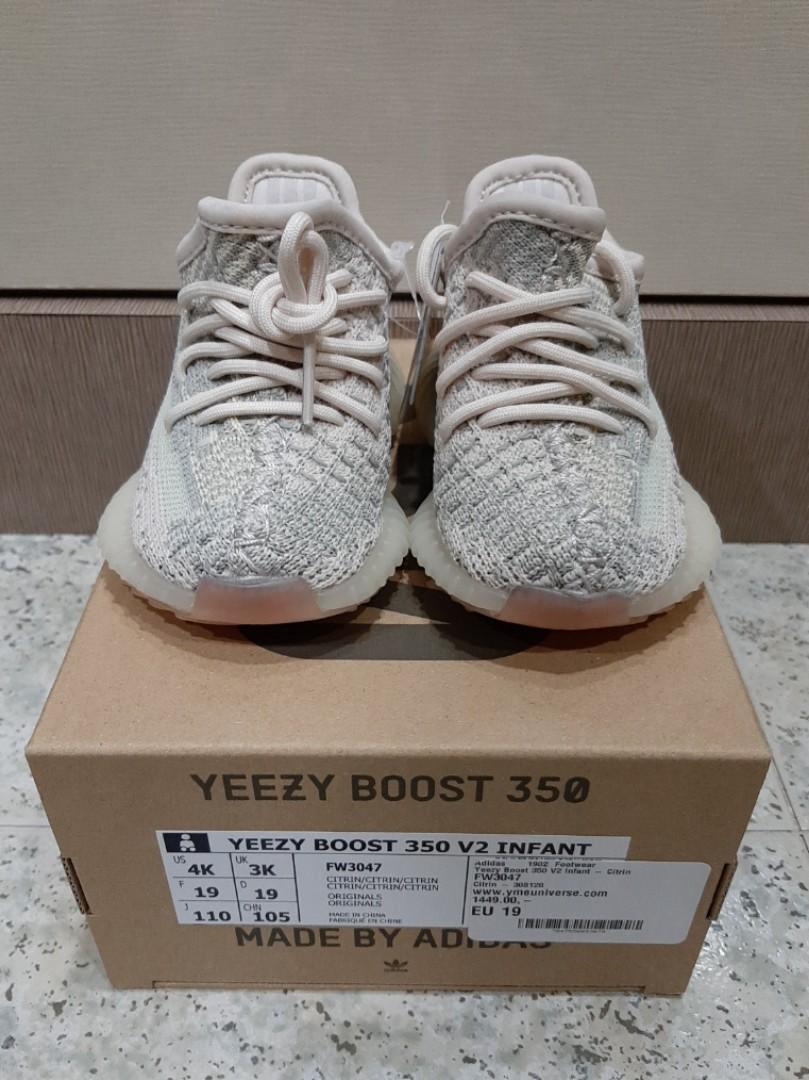 Yeezy Boost 350 V2 Citrin Infant EU19 Men s Fashion Footwear