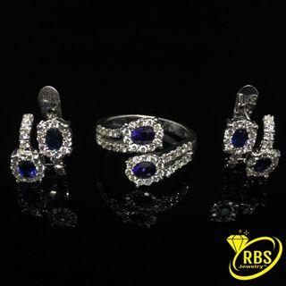 14K Blue Sapphire Diamond Set