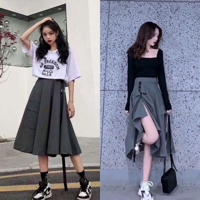 2 Way Midi Skirt Ulzzang Korean Long Pocket Women S Fashion