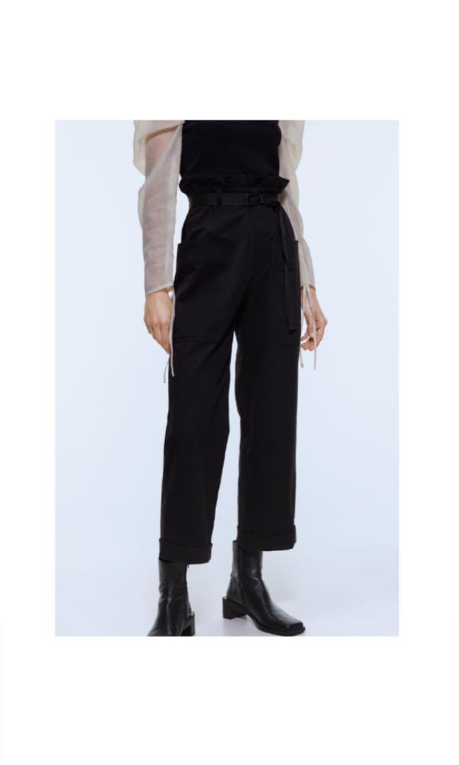 zara high waisted pants with belt