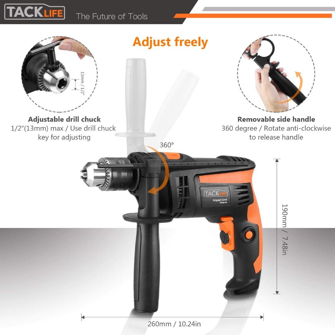A369 Hammer Drill Tacklife 1 2 Inch Electric Drill 12 Drill Bit
