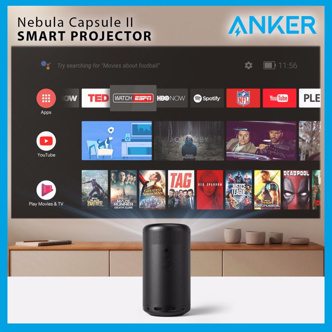 Anker Nebula Capsule Ii Smart Mini Projector With 200 Ansi Lumen