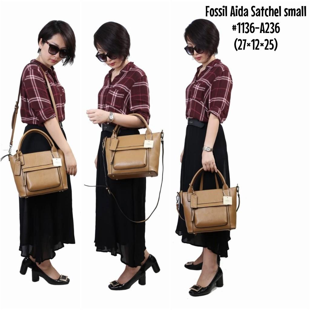 Asli import Fossil Aida Satchel Small Pollos Fesyen Wanita Tas Dompet di Carousell