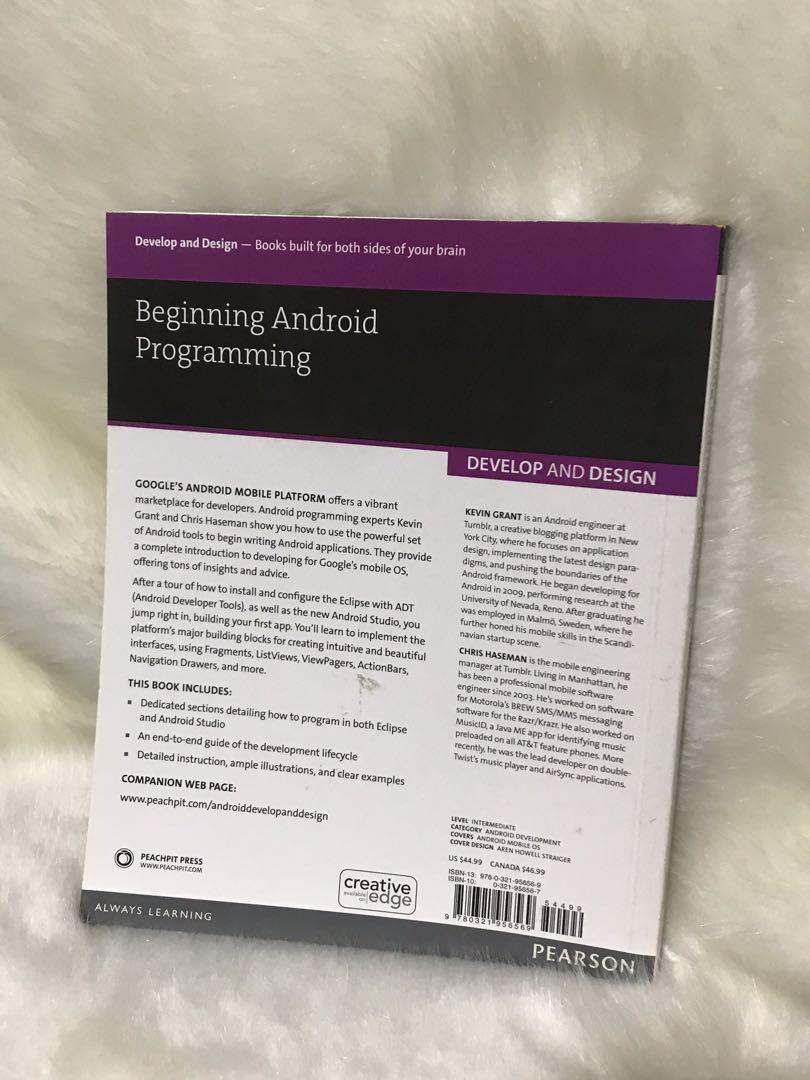 Beginning Android Programming (Category: Music Scores) located in Singapore. Submitted by h_pano99 (Listing ID 253586343, Image 2). Description: Lightly used. For Develop and Design.