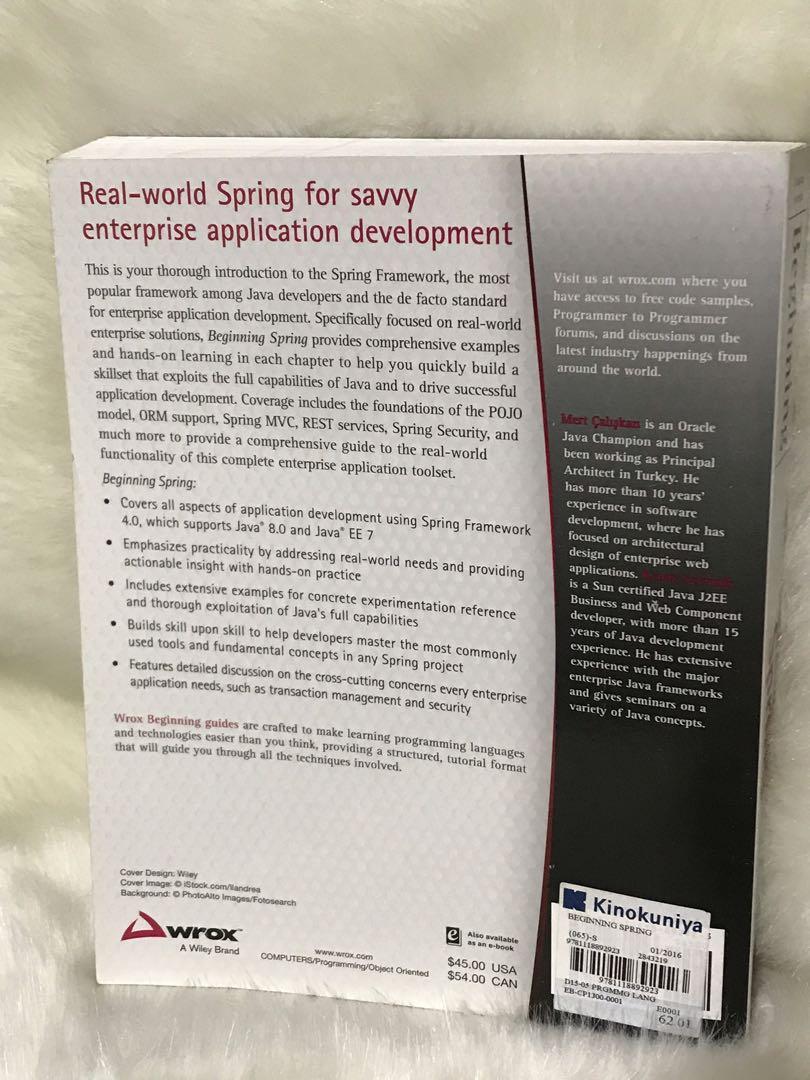 Beginning Spring ( Application Development) (Category: Music Scores) located in Singapore. Submitted by h_pano99 (Listing ID 253585699, Image 2). Description: Very lightly used. Wrox Programmer to Programmer. Bought from Kinokuniya .