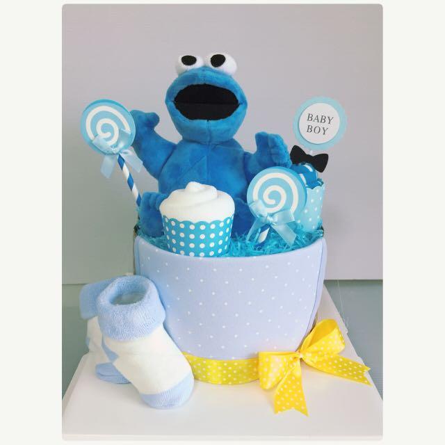 cookie monster diaper cake