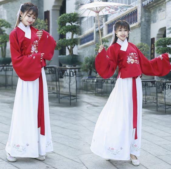 NEW! Red Korean Hanbok / Chinese Hanfu x Woman Adult, Women's Fashion ...