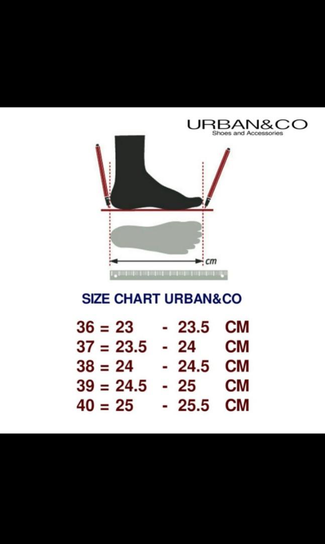 Size Chart Urban N Co Shoes