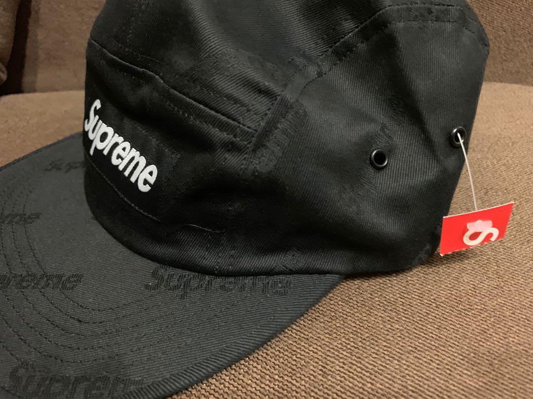 Supreme Jacquard Logo Twill Camp Cap (Black), 男裝, 手錶及配件