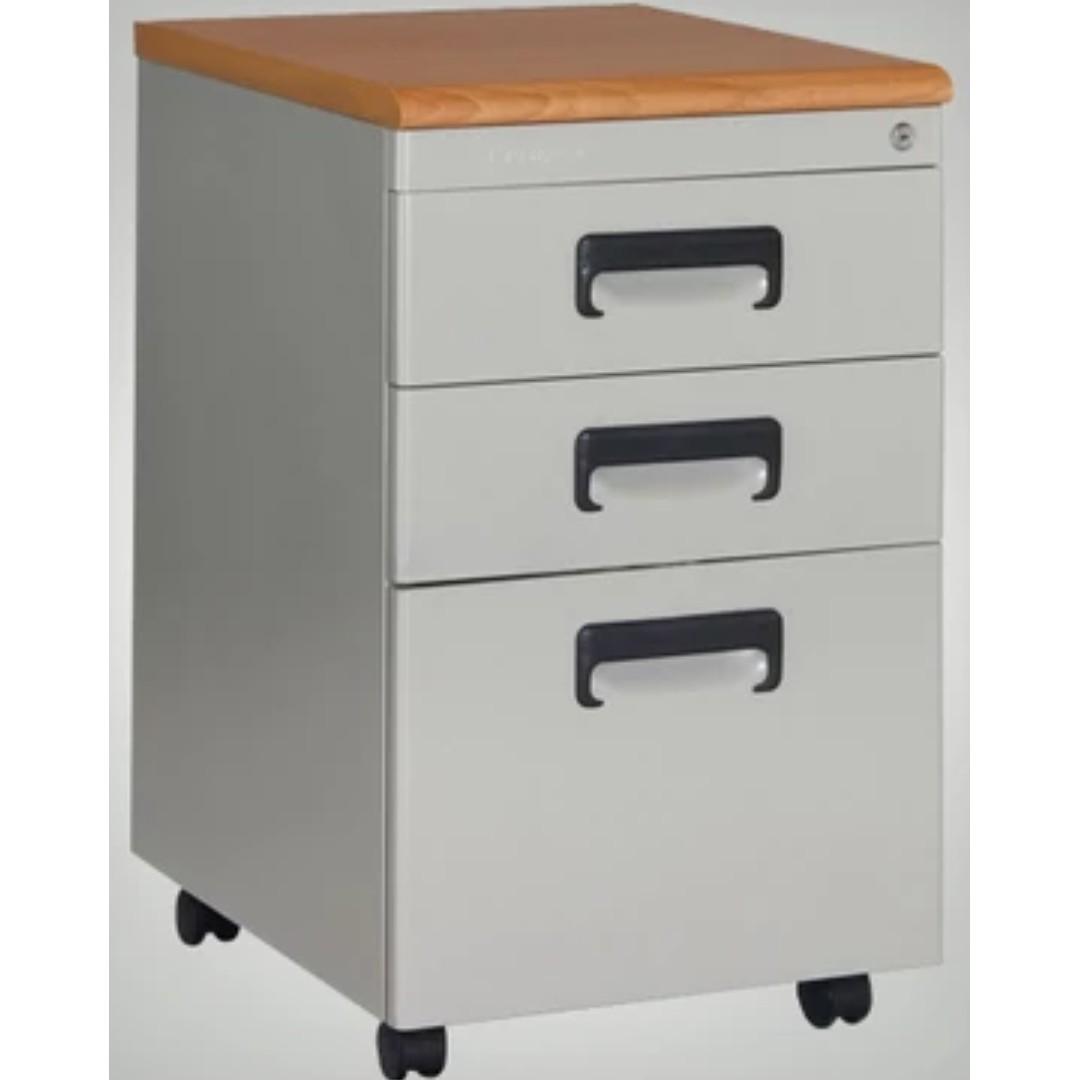 Wasil40x52x60 Cm Allmetal Body Three Drawers Wood Laminate Top