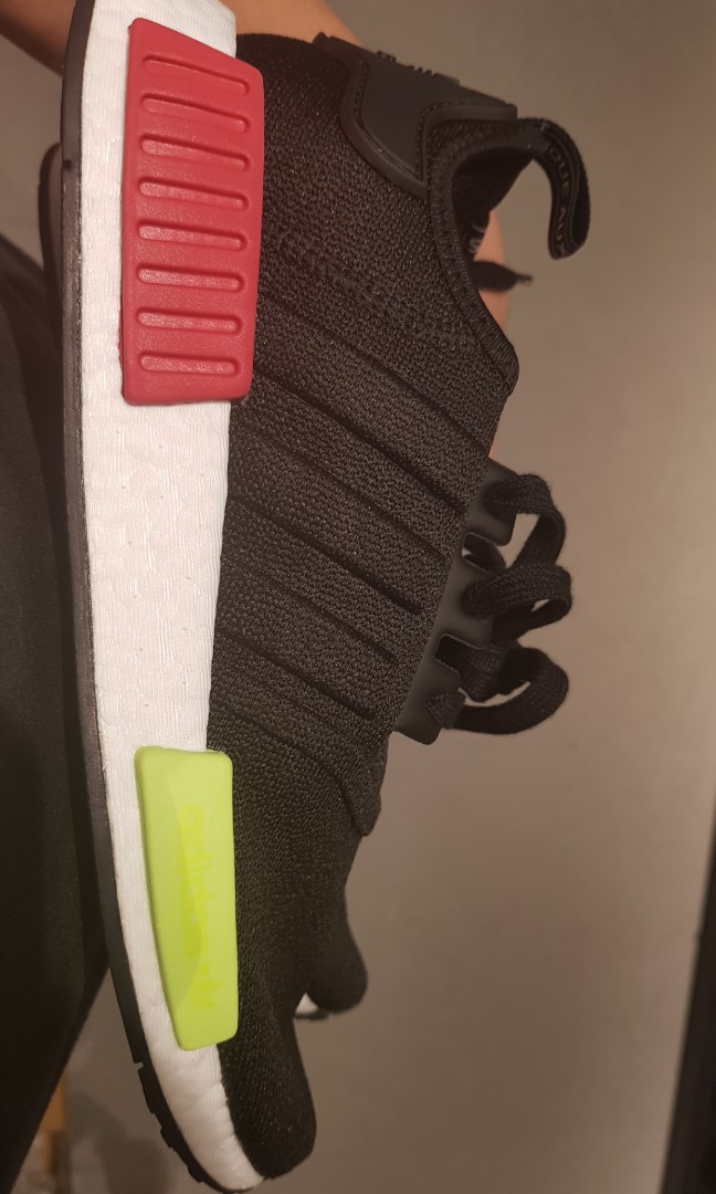 adidas nmd black white red