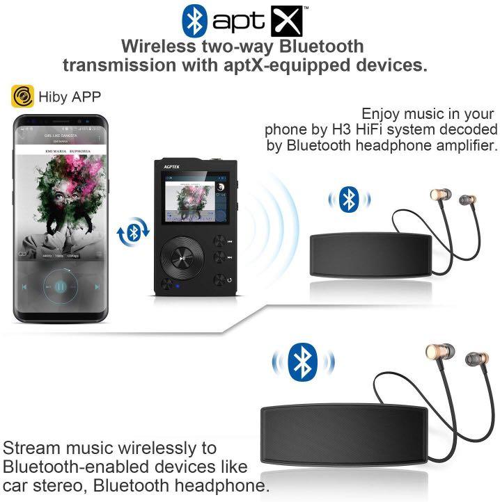AGPTEK H3 HiFi Bluetooth MP3 Player APTX High Resolution Lossless