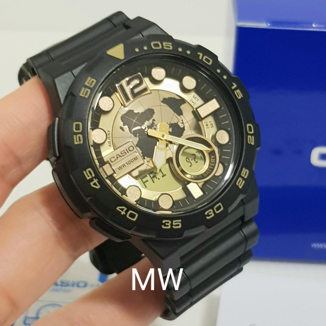 Casio world time discount telememo black combi watch