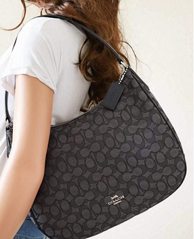 zip shoulder bag in signature jacquard