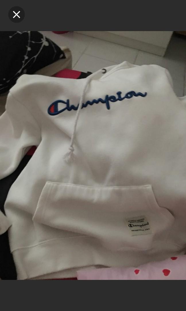 cream white champion hoodie
