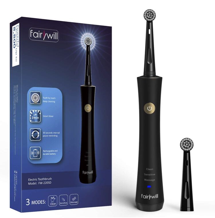 fairywill rechargeable sonic toothbrush with smart timer