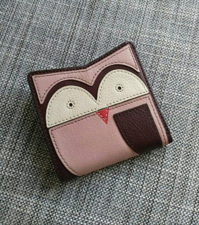 FOSSIL Owl RFID Mini Wallet Maroon