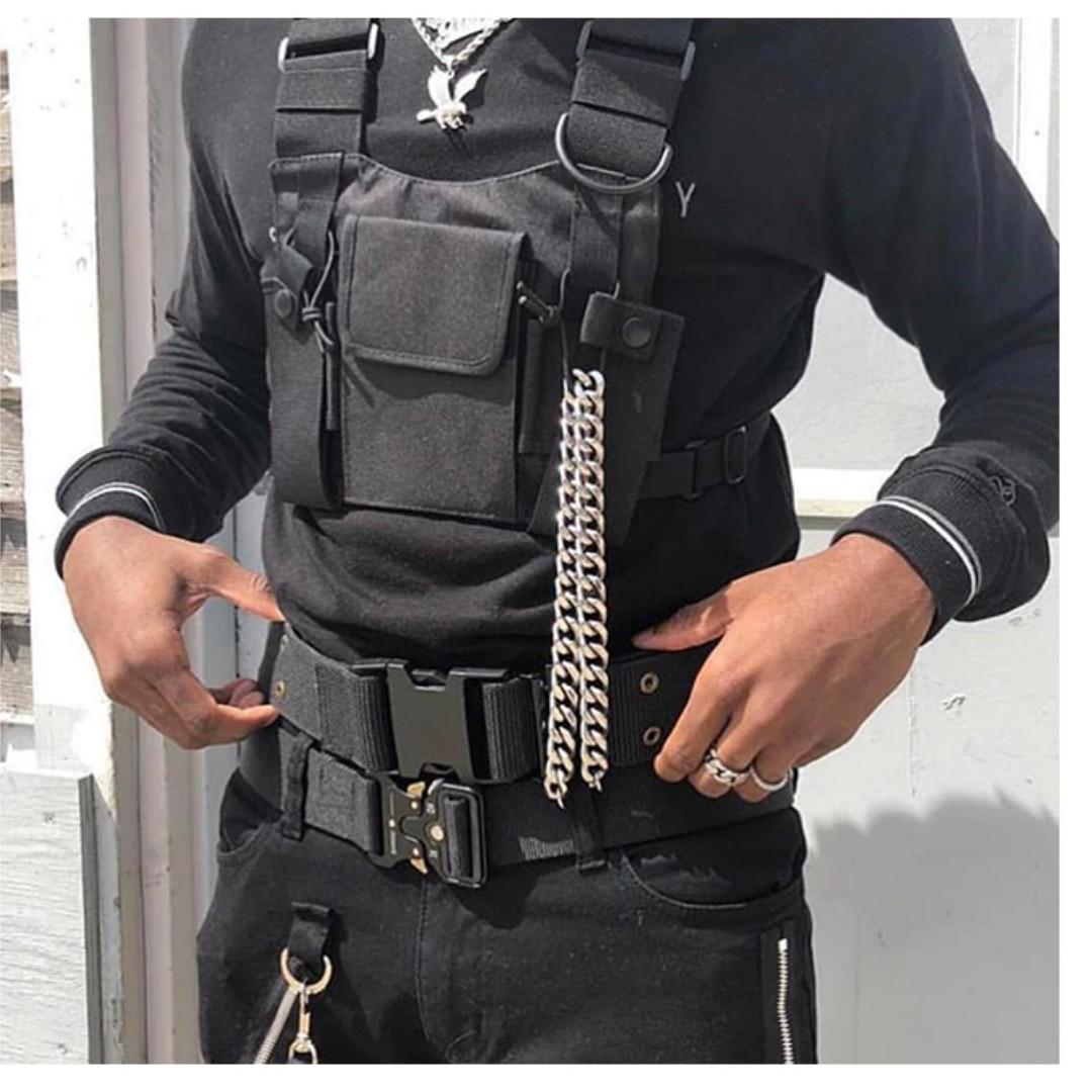 FREE DELIVERY Functional Tactical Harness Black Vest Bag Kanye West Streetwear