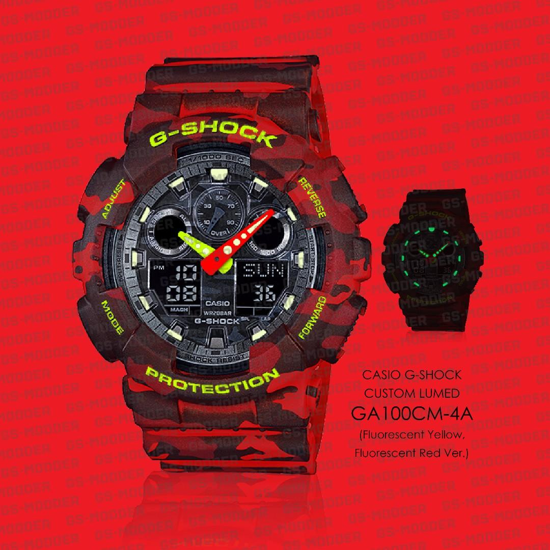 G Shock Custom LUMED GA100CM 4A Fluorescent Yellow Fluorescent