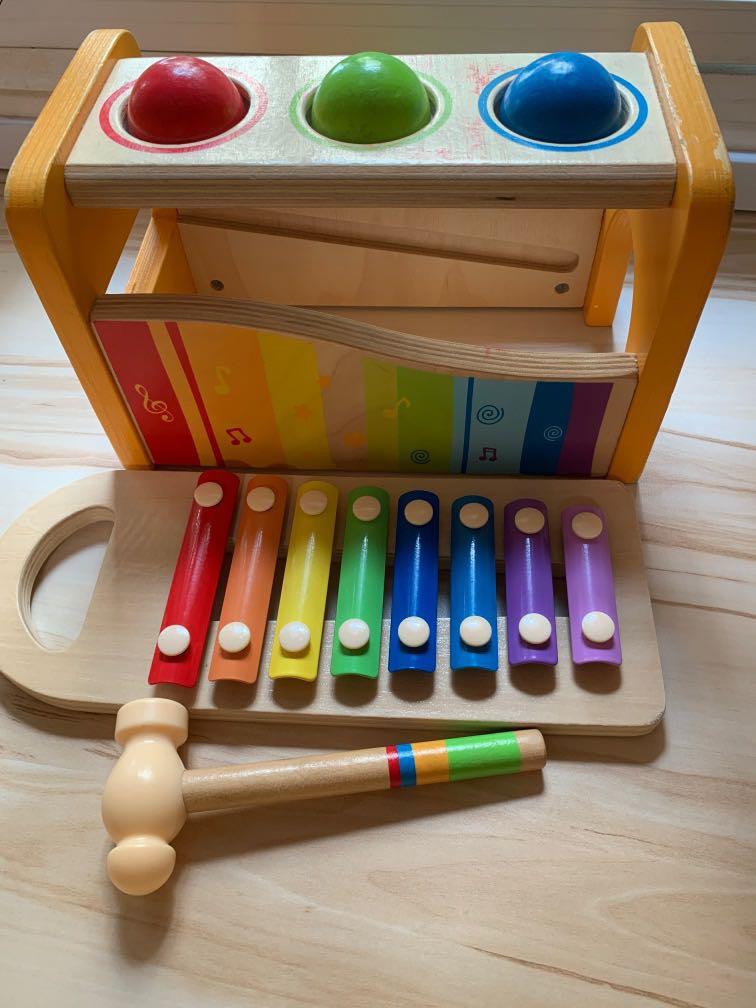 Hape Pound /& Tap Bench with Slide Out Xylophone Award Winning Durable Wooden