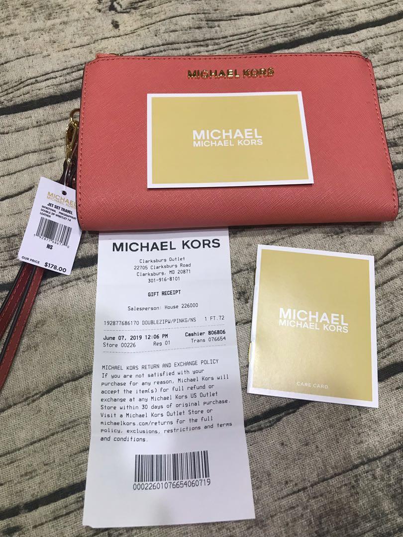 MK michael kors 橘粉色（葡萄柚橘）萬用手拿包, 名牌精品, 精品包與皮夾在旋轉拍賣