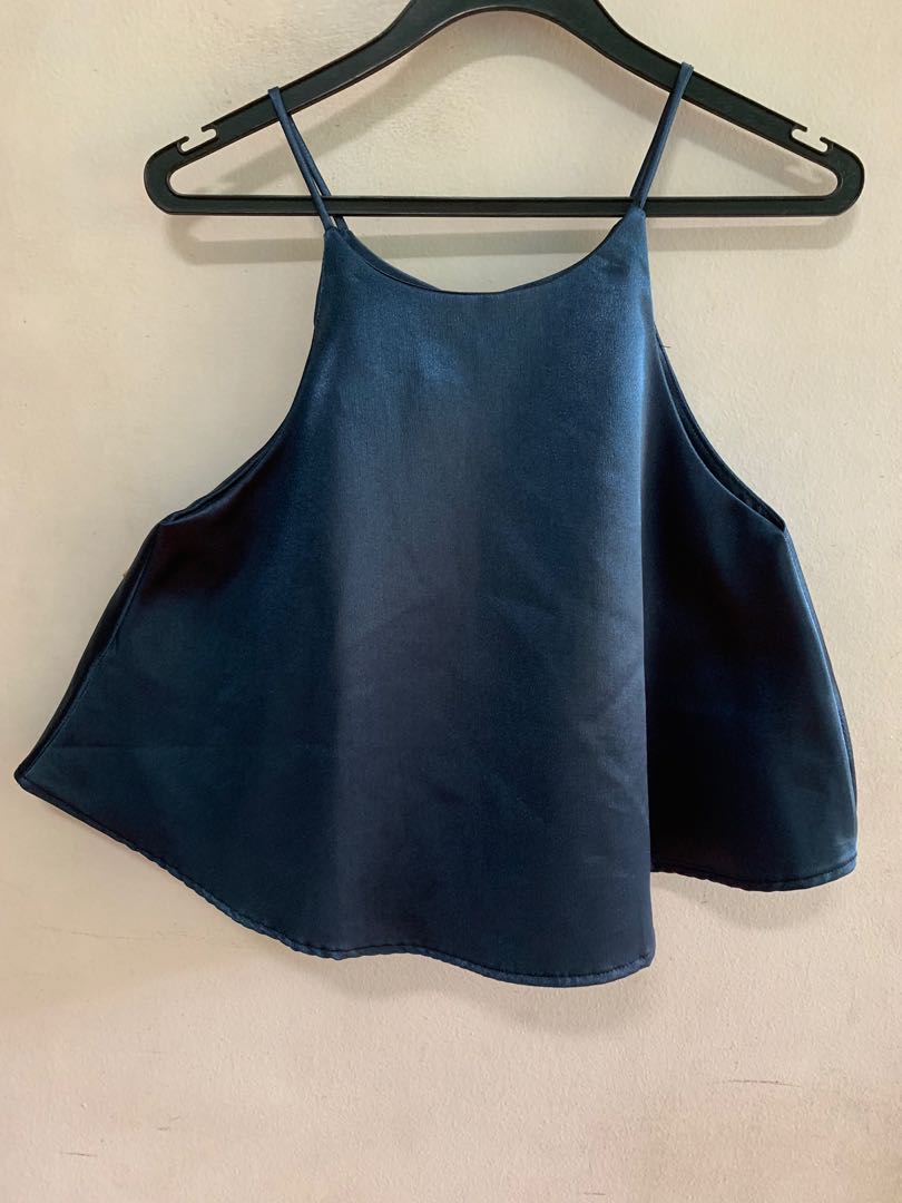 navy blue satin camisole