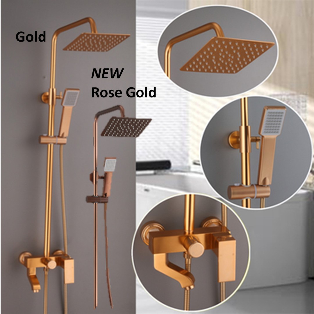 NEW! Rose Gold Rain Shower Set / Gold Rain Shower Set, Furniture & Home