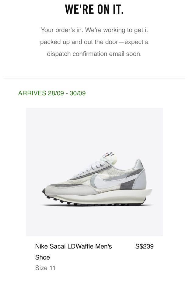 Nike Ld Waffle Sacai White Us11 Men S Fashion Footwear Sneakers On Carousell