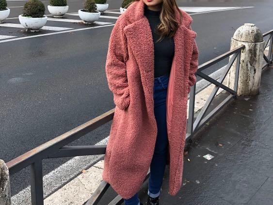 Borg store coat pink