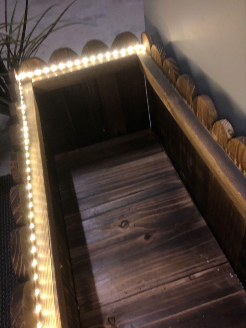 Planter box with artificial plant & LED light USB, Furniture & Home