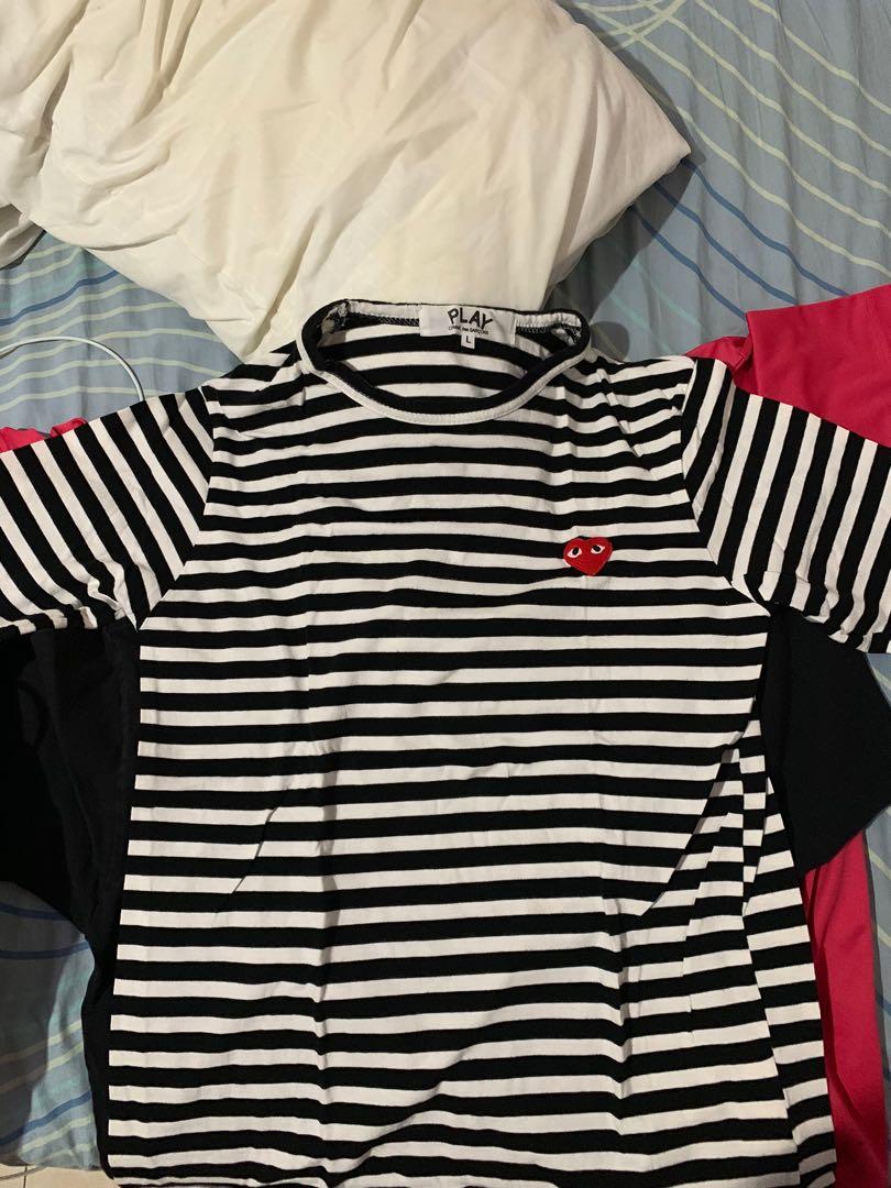 black and white striped comme des garcons