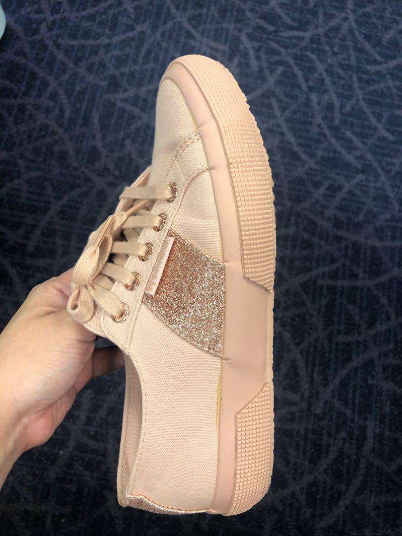 Superga microglitter 2750 stripe rose mahogany Women s Fashion