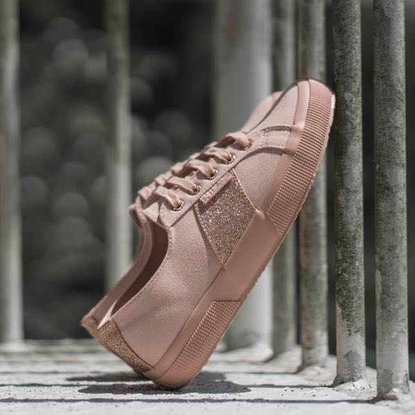 Superga microglitter 2750 stripe rose mahogany Women s Fashion