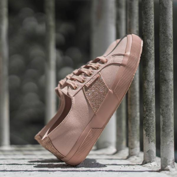 Superga 2750 microglitter stripe rose mahogany top