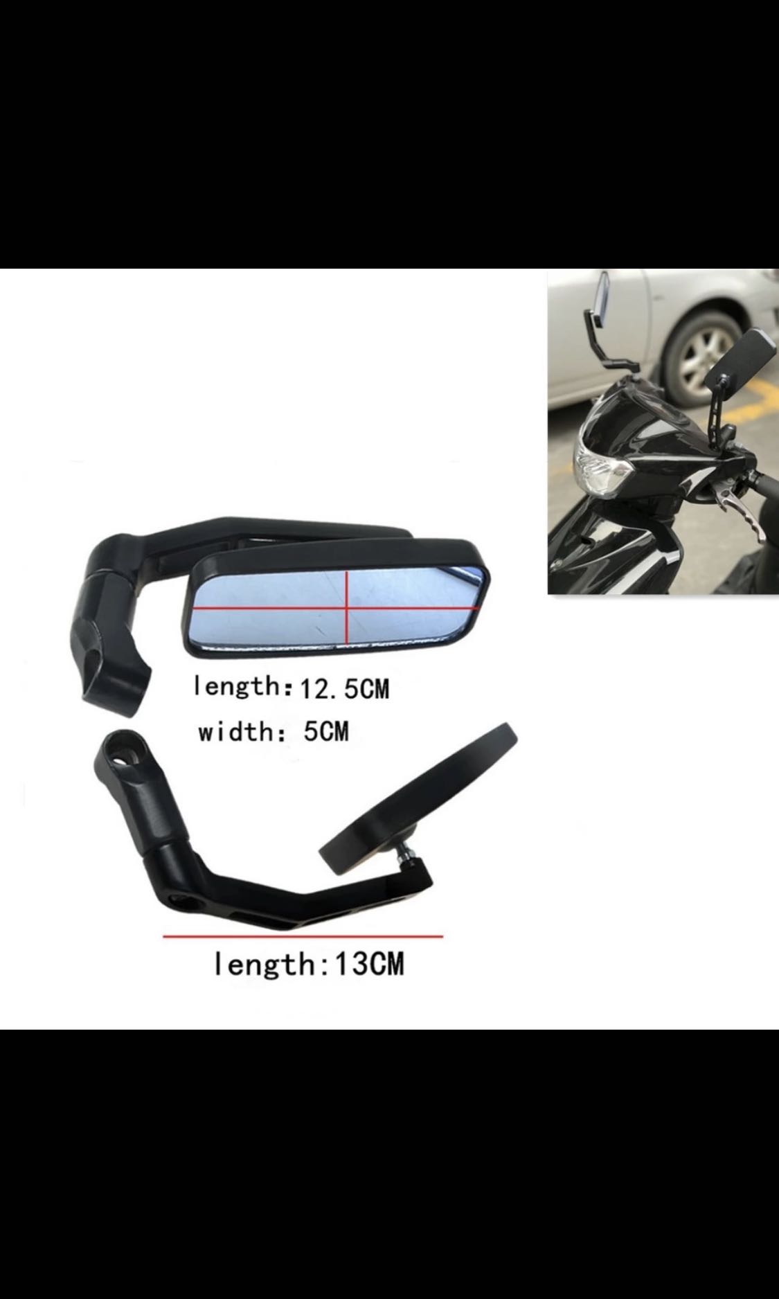 Universal Rectangle Side Mirror, Motorcycles, Motorcycle Accessories on ...