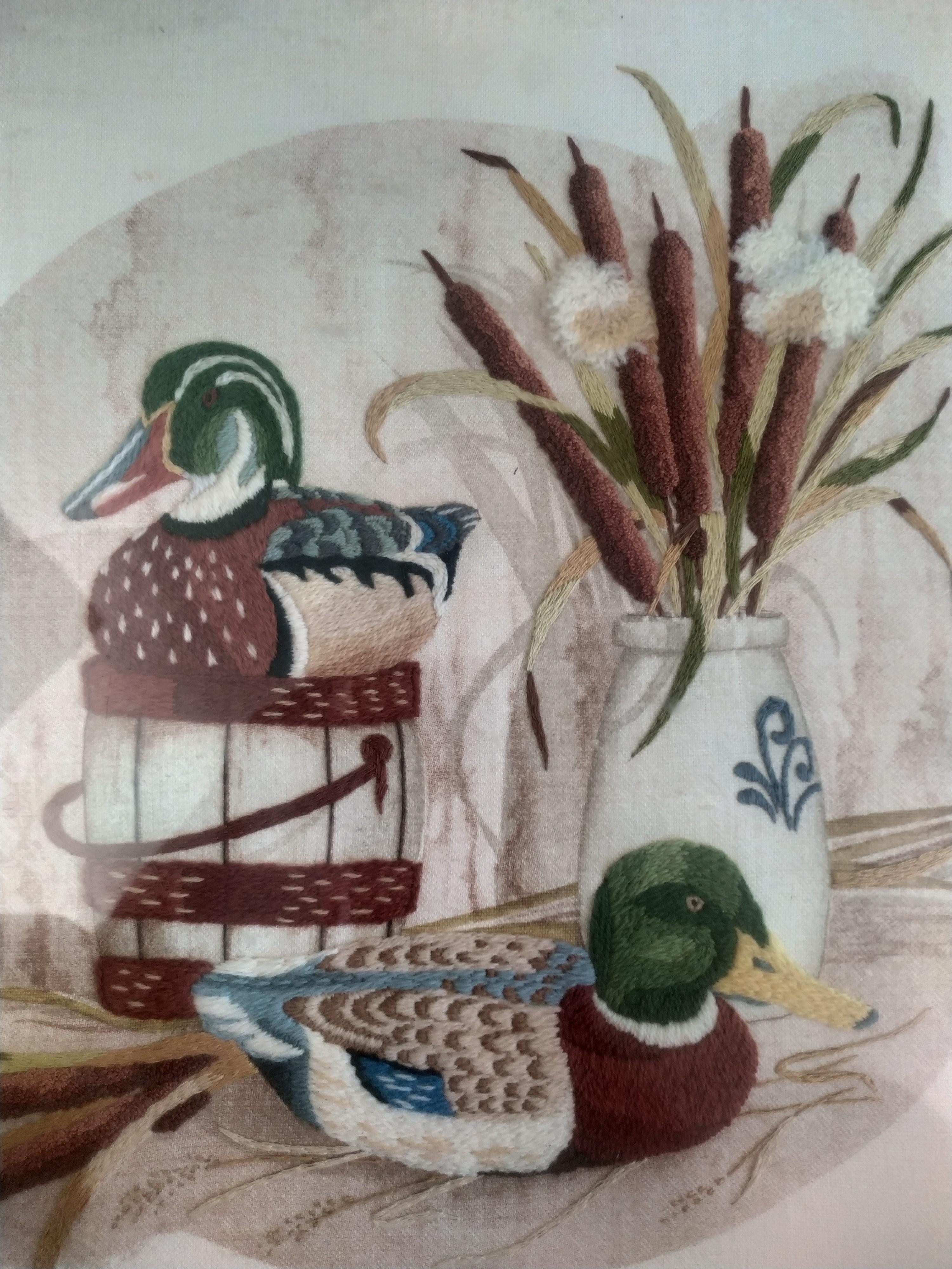 Vintage Hand-Crafted Needlework On Cloth Ducks Decor (Category: Handmade Craft) located in Davao. Submitted by papa1919 (Listing ID 253714556, Image 2). Description: Hand-crafted, approximately 30 year old.