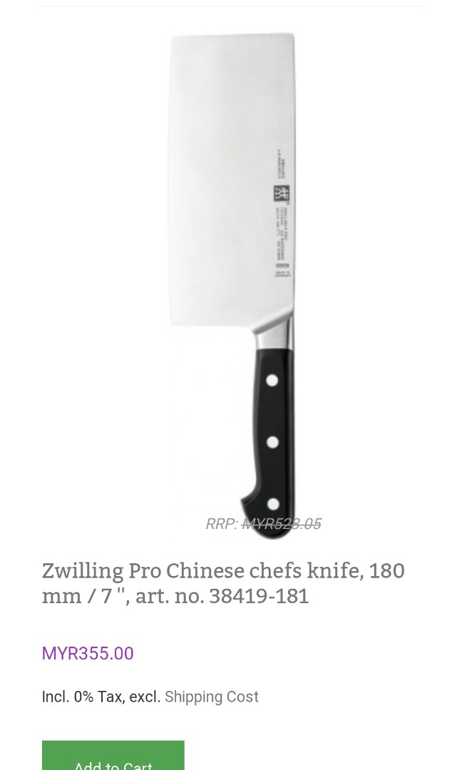 Zwilling Chinese Chef's Knife, Furniture & Home Living, Kitchenware