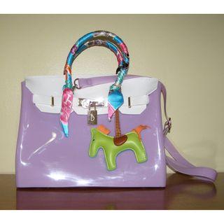 Big Lavender Authentic BEACHKIN with White Handle Jelly Bag Set, 30 cm, Good Quality