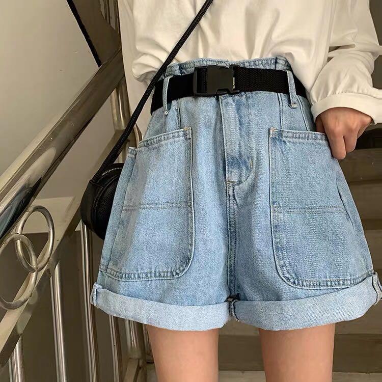 denim high waist paperbag jeans