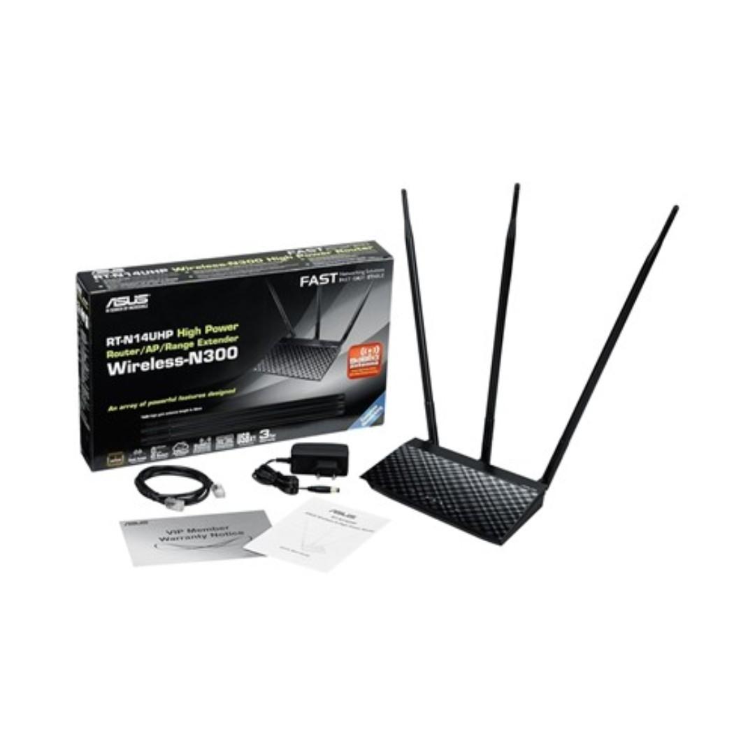 Asus Rt N14uhp High Power N300 3 In 1 Wi Fi Router Access Point Repeater With Detachable High Gain 9dbi Antenna For Wider Signal Coverage Electronics Computer Parts Accessories On Carousell