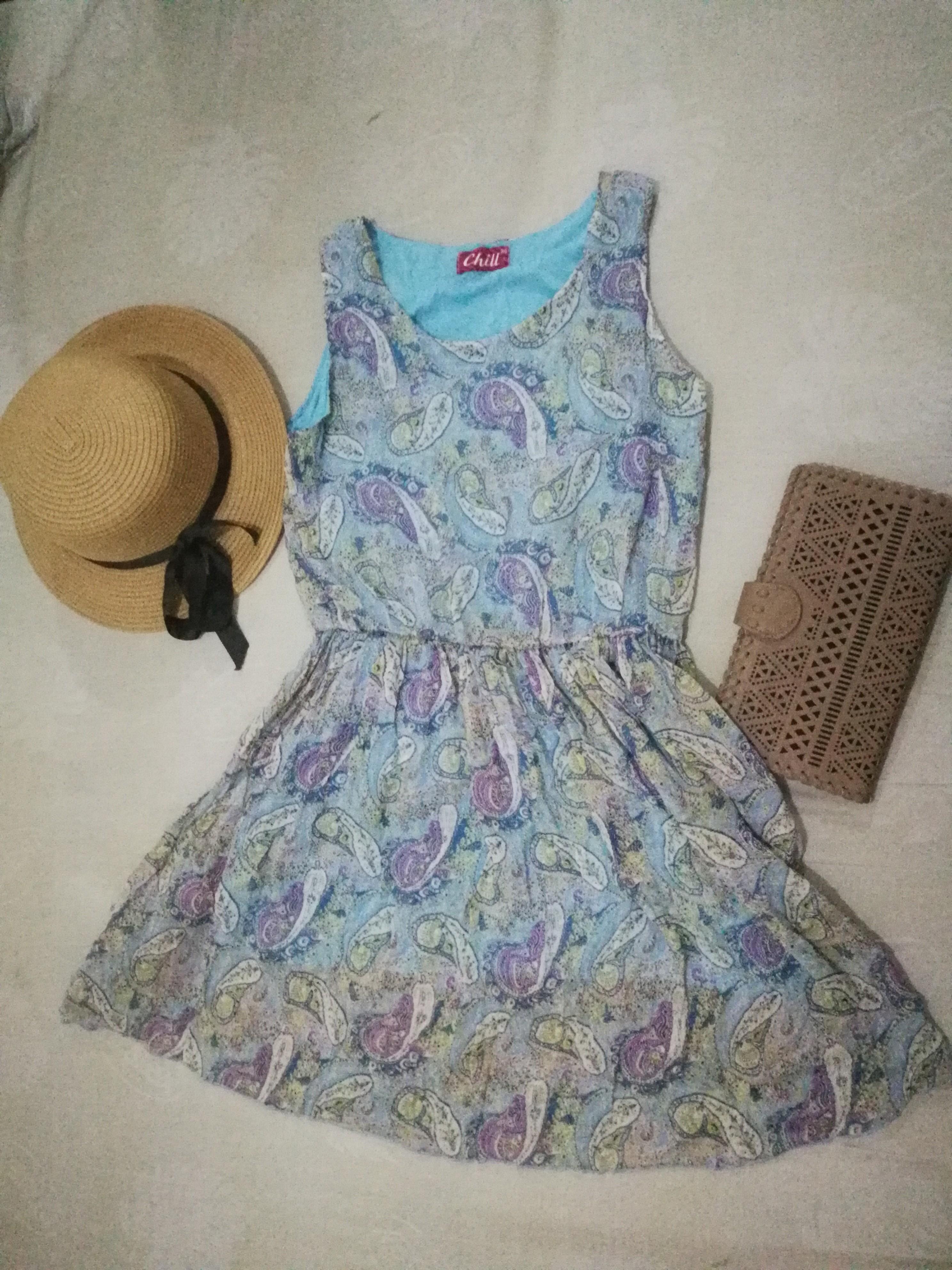 Blue Dress (Category: Dresses) located in Quezon City. Submitted by gabade (Listing ID 253917982, Image 1). Description: "Blue Printed Dress" Size: 20 Length: 33 inches Specifications: Has garterized waist line. Very flowy. Has blue lining underneath. Perfect to pair with belt. Condition: Very Good. PM for inquiries 🙂 #ChooseToCare.