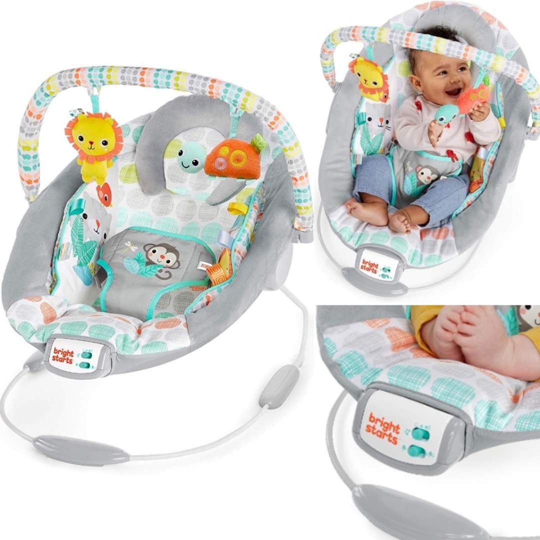 BNIB Bright Starts Whimsical Wild Cradling Bouncer Seat with Soothing