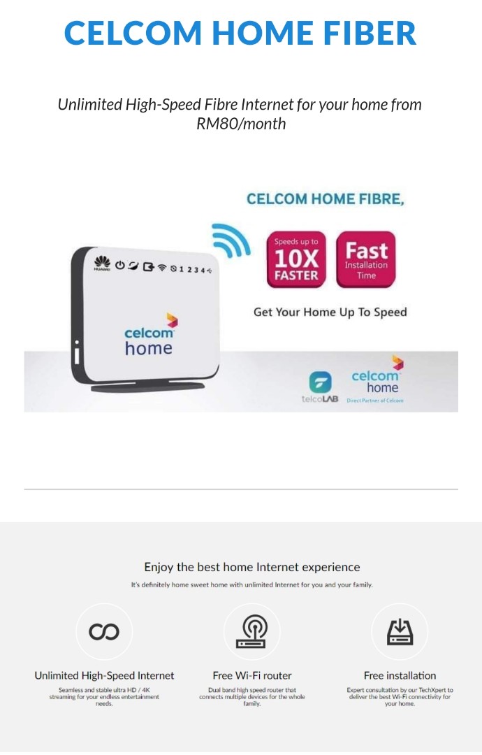 Celcom Home Fiber Percuma Permasangan Electronics Others On Carousell