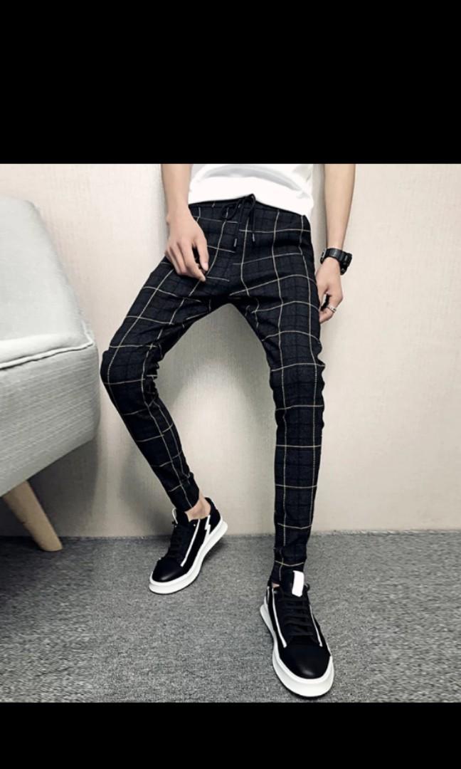Checkered Pants men black Men s Fashion Bottoms Trousers on Carousell