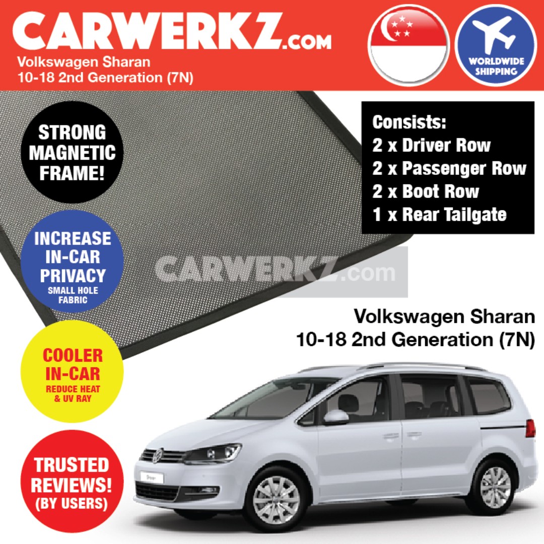 Tested Full Set Volkswagen Sharan 10 18 2nd Generation 7n Customised Car Window Magnetic Sunshades 6 Piece Rear Tailgate 1 Piece Car Accessories Accessories On Carousell