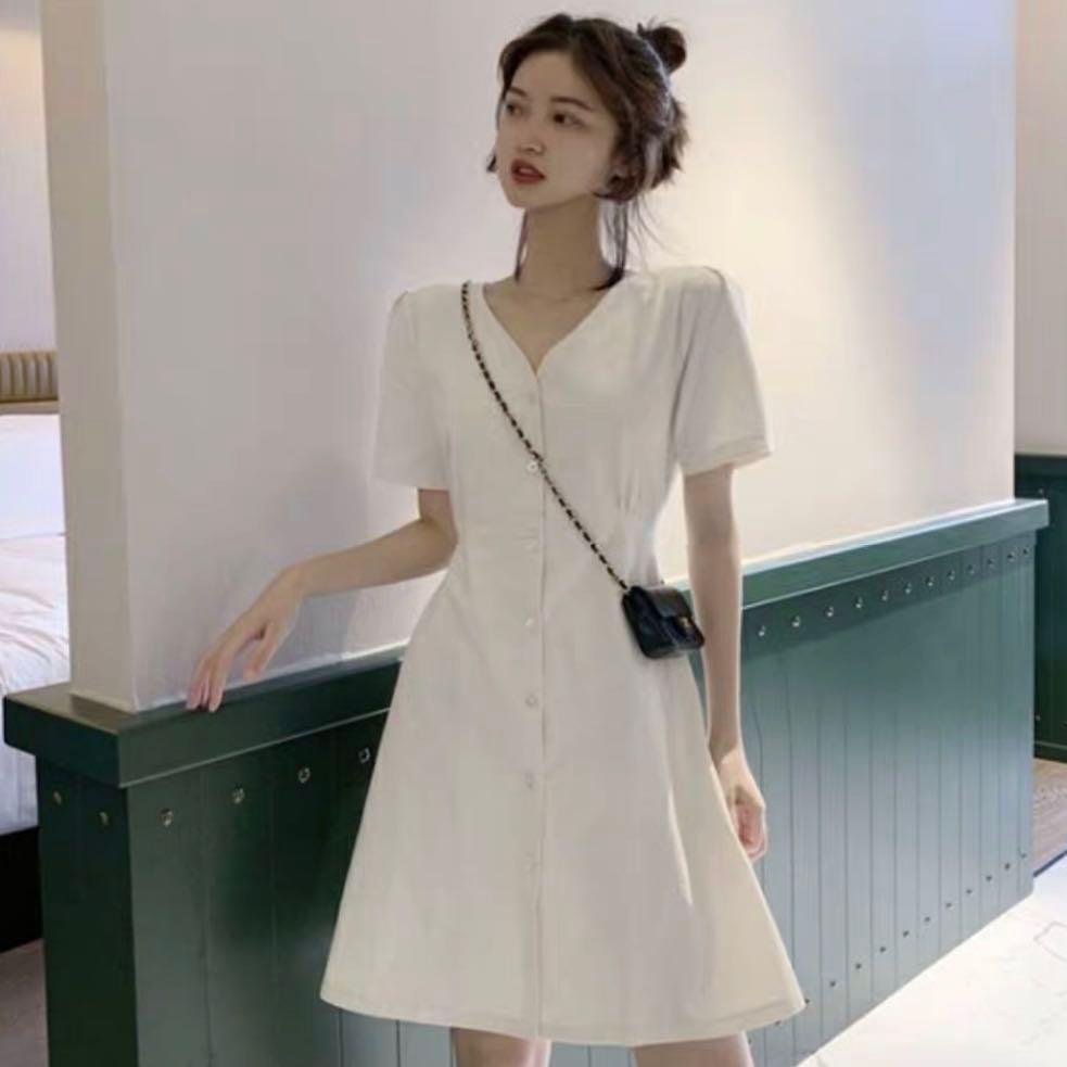 Cream button down dress clearance