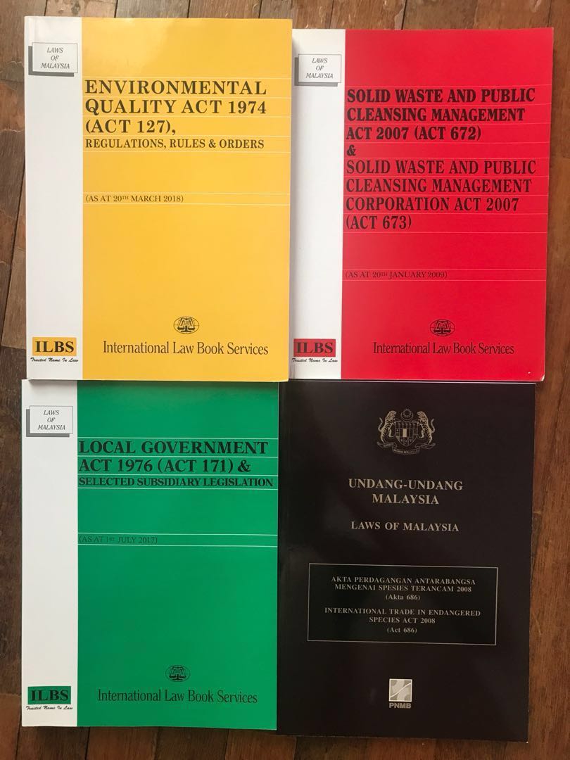 Environmental Law Statutes Environmental Quality Act Local Government Act Solid Waste And Public Cleansing Management Act International Trade In Endangered Species Act Textbooks On Carousell