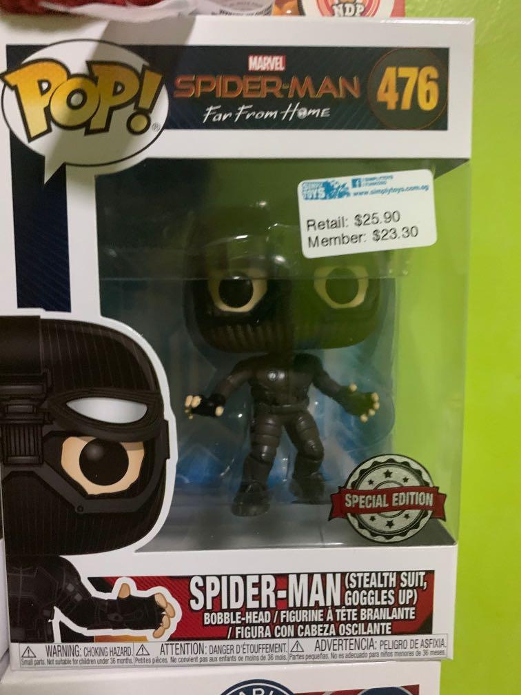 spider man stealth suit goggles up funko pop